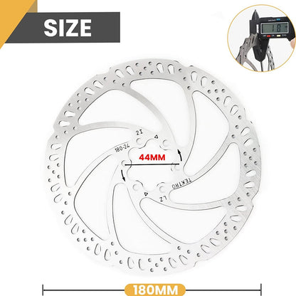 Hycline Tektro TR-24 disc brake rotor, stainless steel, 140mm to 203mm, 6-bolt bicycle part for mountain or road bikes.