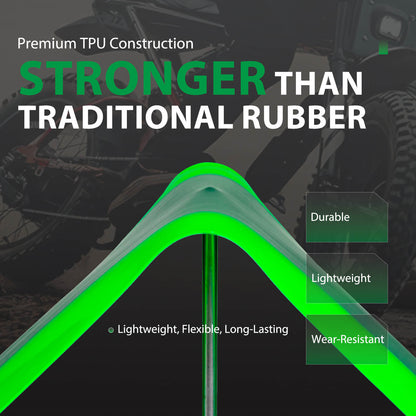 Hycline Fat Tire TPU Liners for bicycles, showing close-up of green liners designed to fit fat tires and enhance bike performance.
