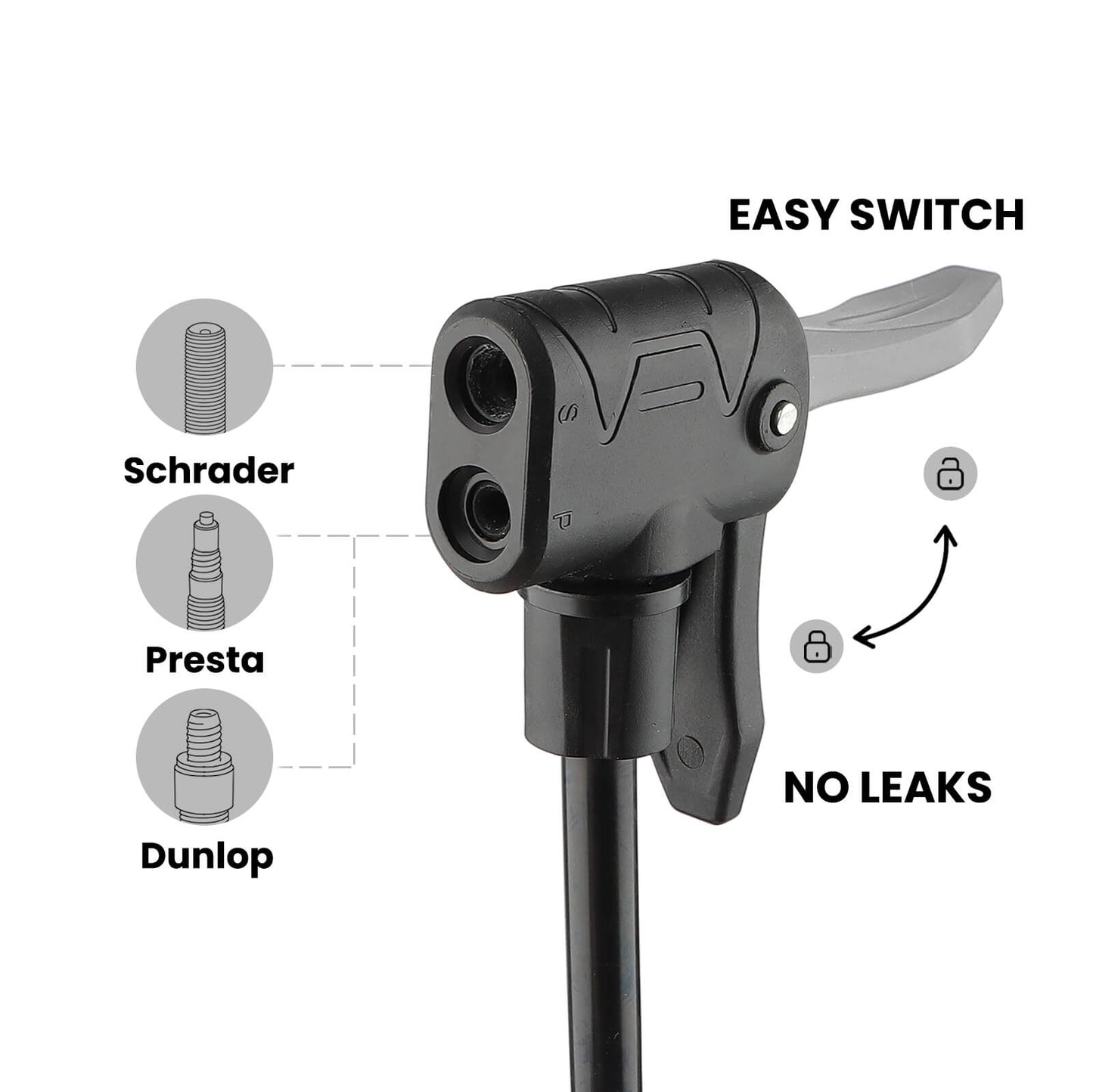 Black Hycline Basic-UP bicycle pump with gauge, 160 psi (11 bar), for inflating bikes and bicycles.