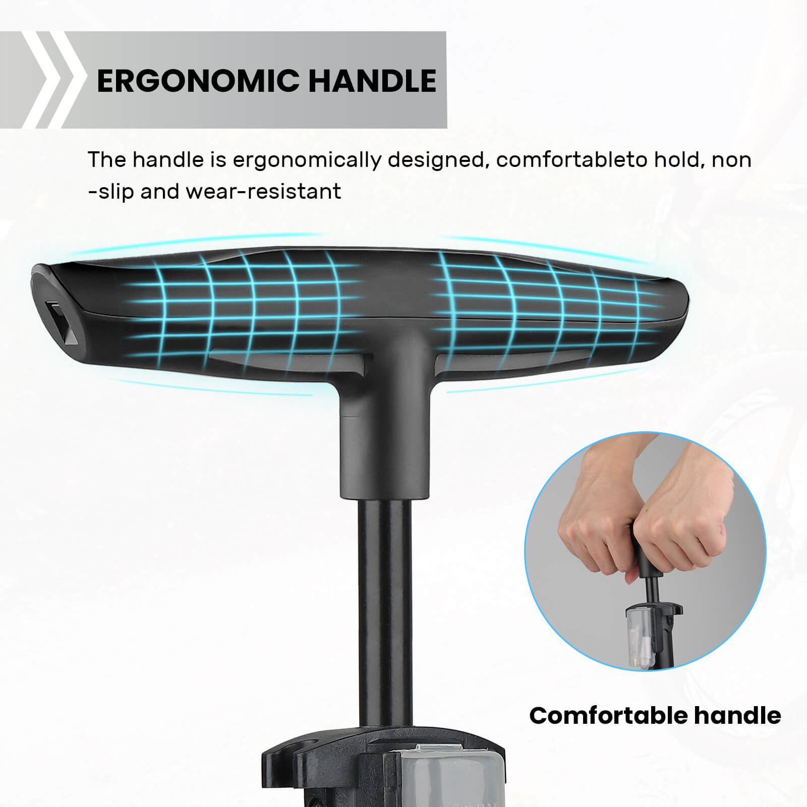 Black Hycline Basic-UP bike pump with gauge, designed for bicycle tires, capable of 160 PSI (11 bar).