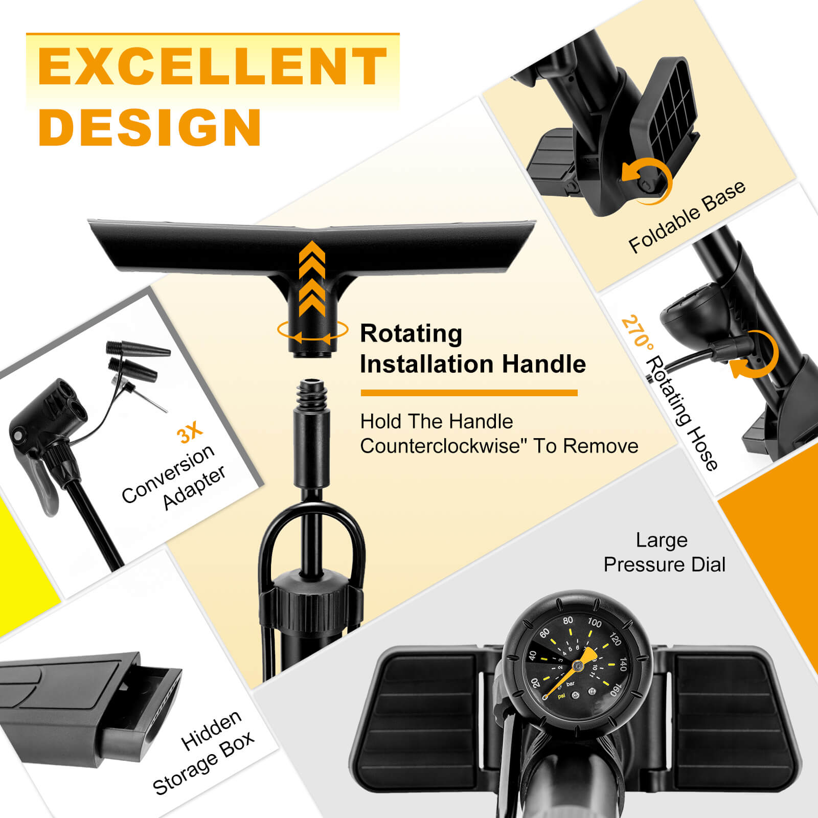 Black Hycline NT1 bicycle pump for inflating bike tires, compact and durable with easy-to-use handle.