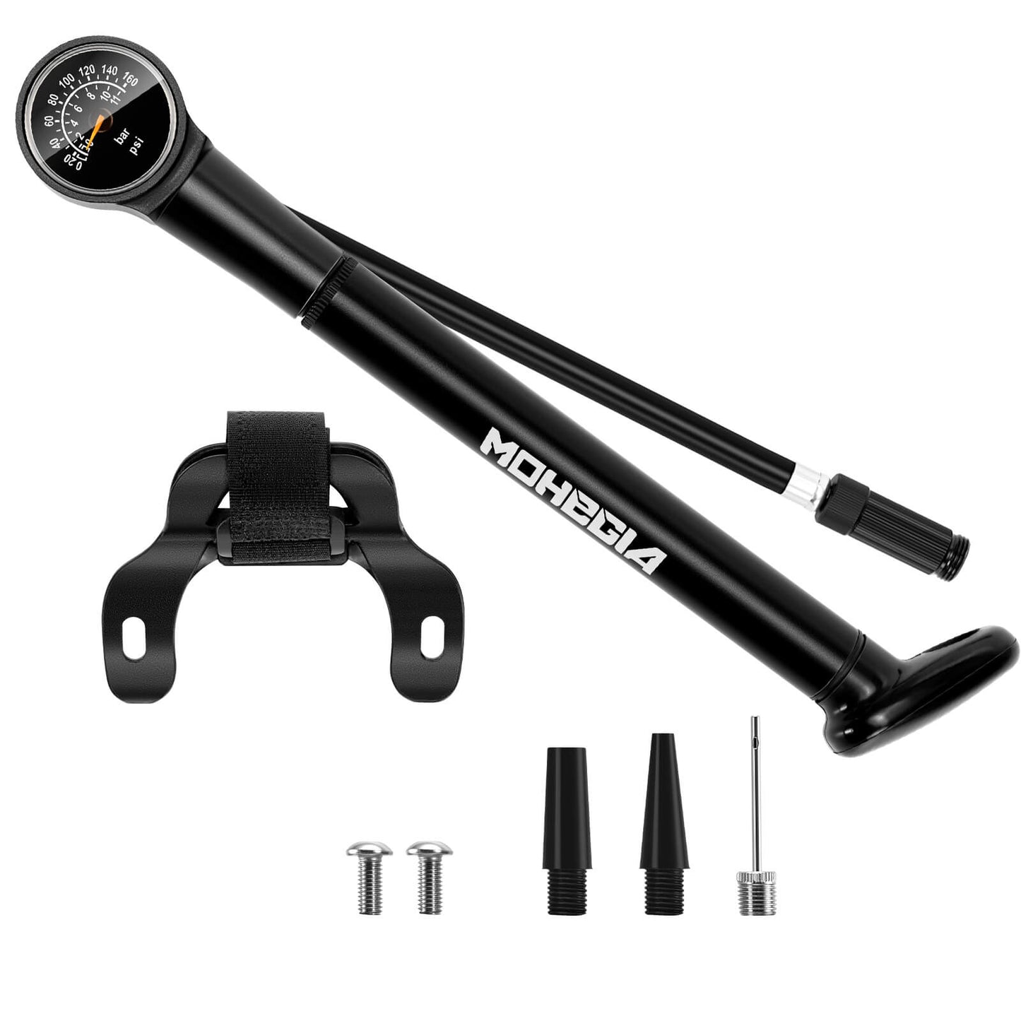 Hycline bicycle hand pump with 160 PSI capacity for bike frames, compact and portable bike pump in black color.