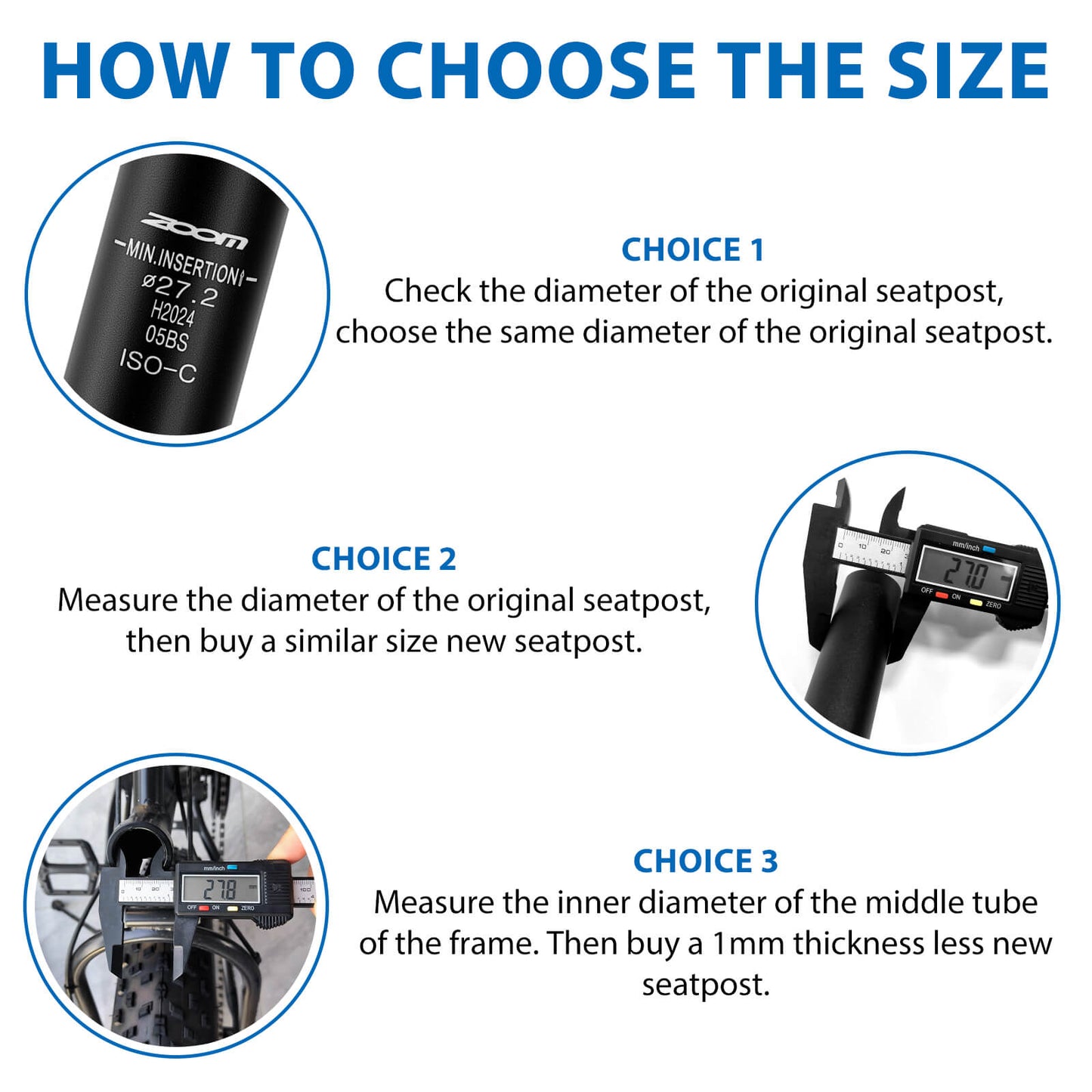 Hycline ZOOM bike suspension seatpost in black with 27.2mm diameter, designed for bicycle seatposts and shock absorption.