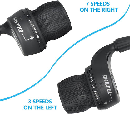 Bicycle 21-Speed Twist Shifter Set - Howling Moto