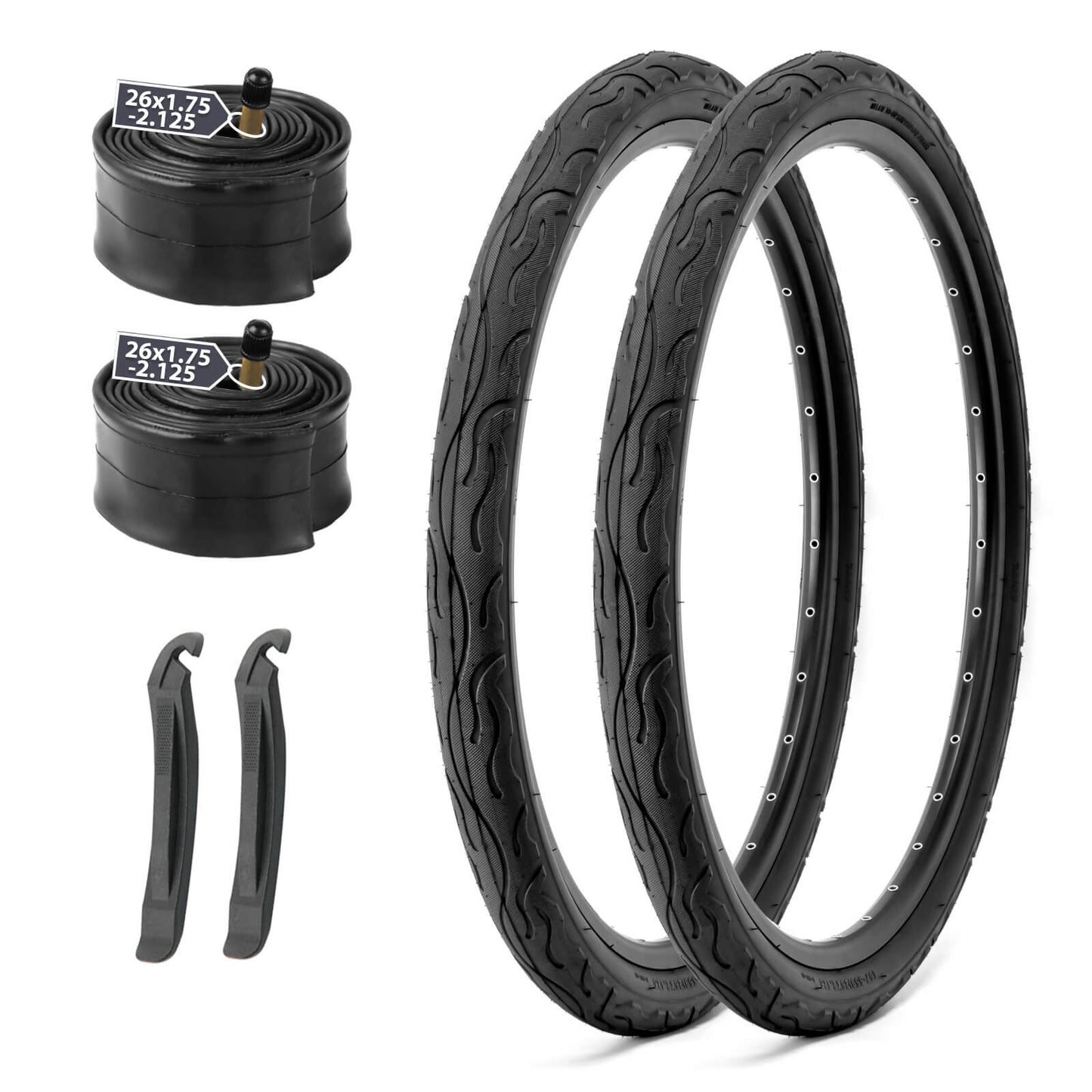 Hycline Racewan 26-inch bicycle tire, 2.125-inch width, black rubber, suitable for road cycling, with 40 PSI pressure.