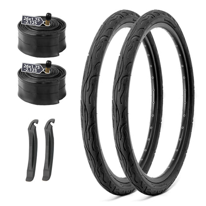 Hycline Racewan 26-inch bicycle tire, 2.125-inch width, black rubber, suitable for road cycling, with 40 PSI pressure.