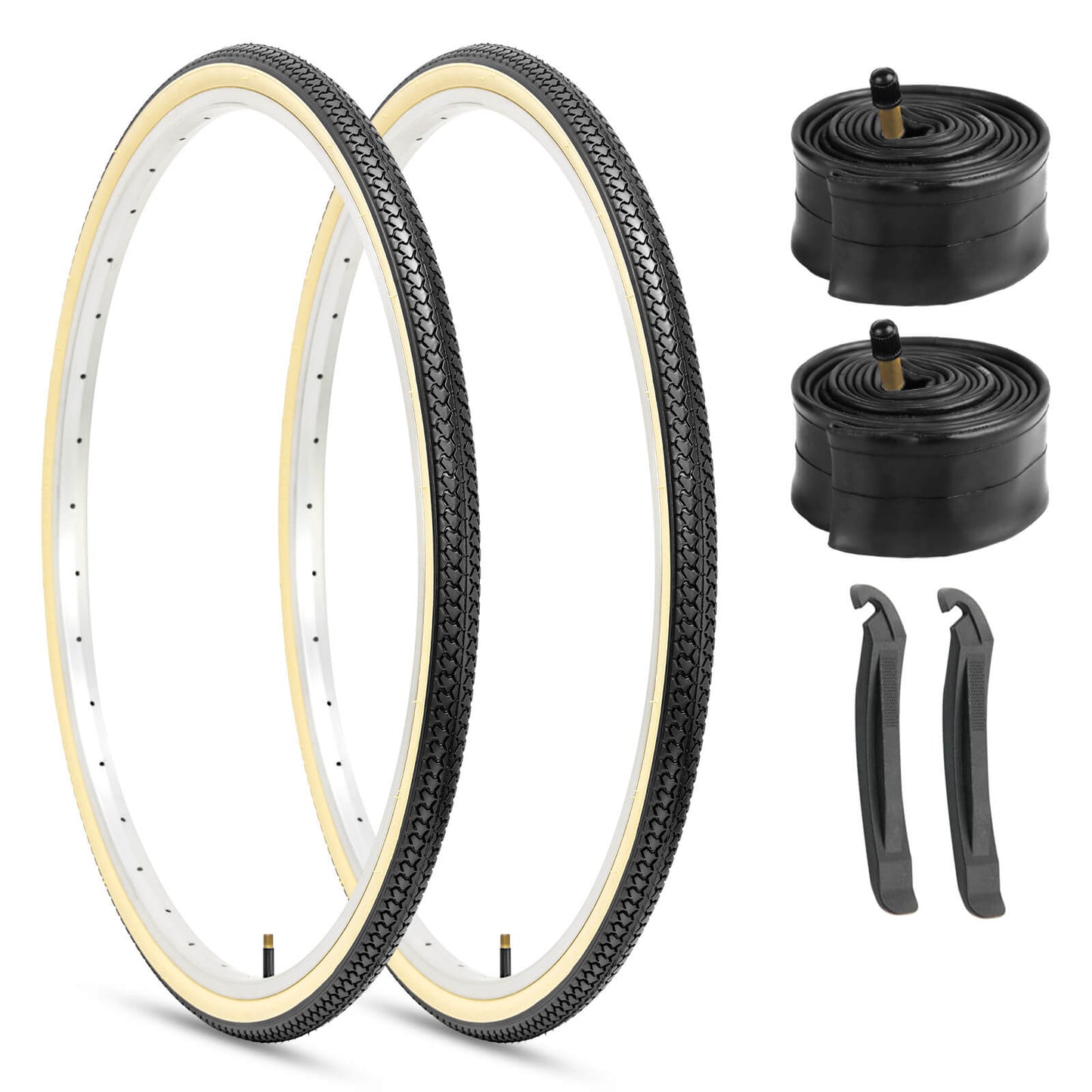 Hycline RetroPath Beige Wall bicycle tire, 26x1 3/8, for classic bikes, featuring beige sidewall and durable rubber tread.