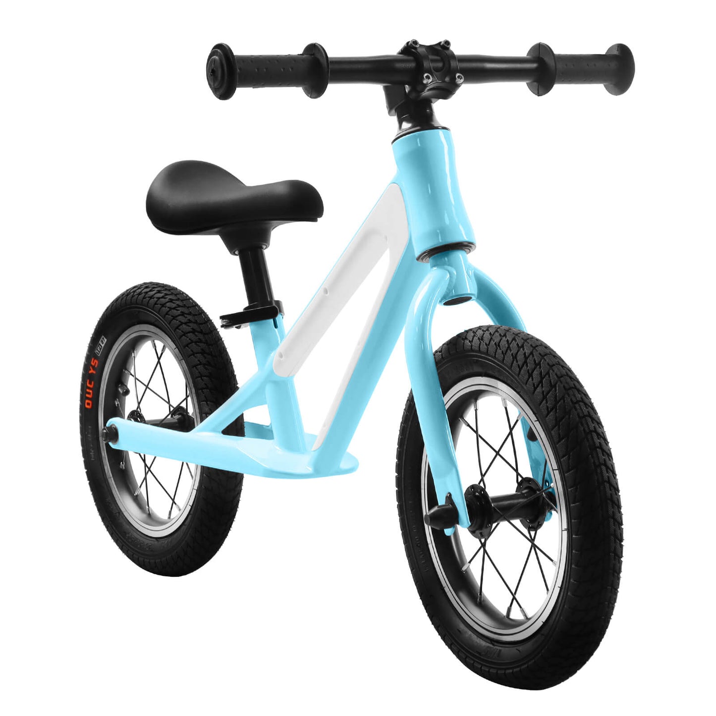 Black Hycline ChopShip 12-inch baby balancing bike with training wheels and ergonomic handlebars for young children.