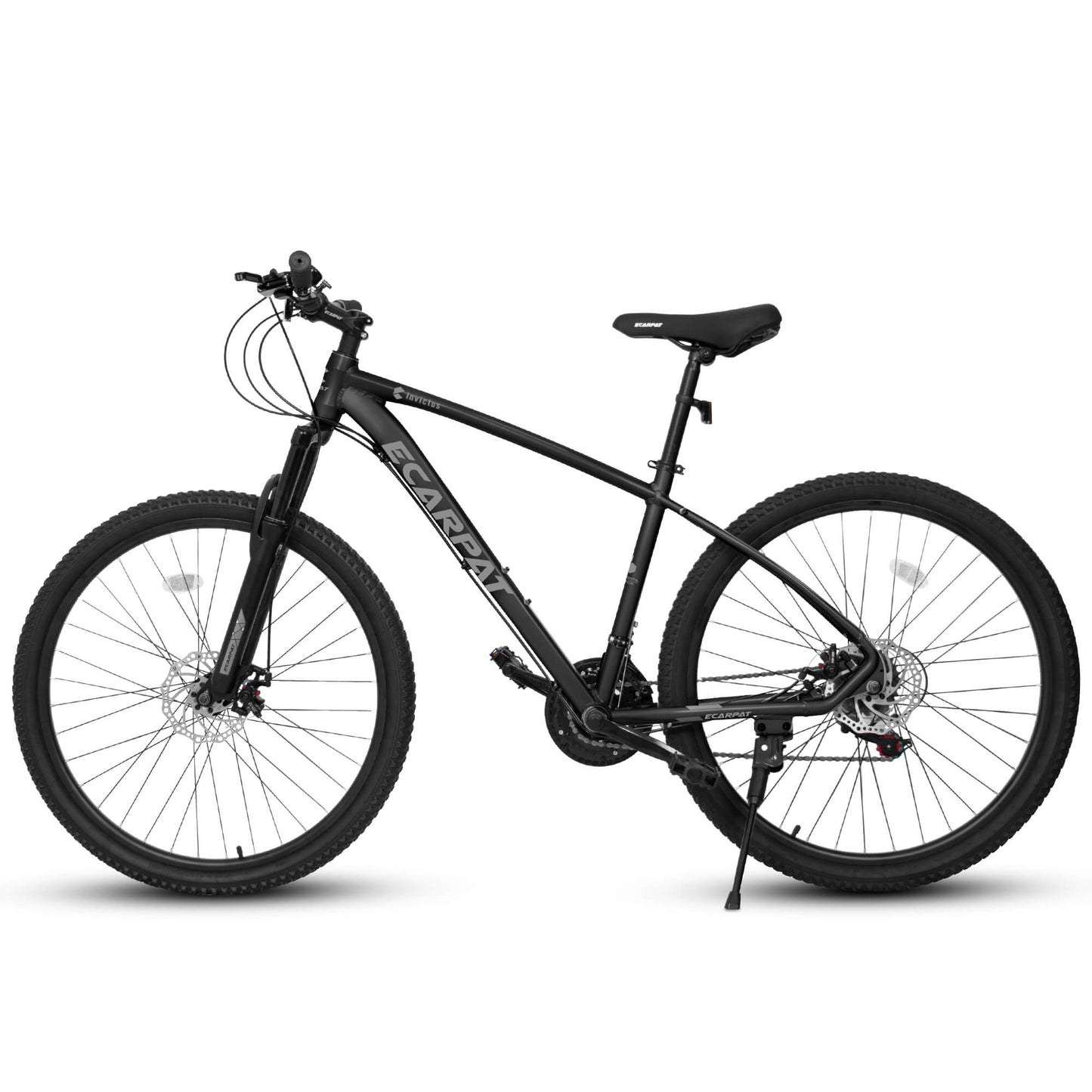 Dark grey Hycline Ecarpat Tendar X5 27.5-inch bicycle with sturdy frame and mountain bike tires, designed for off-road riding.