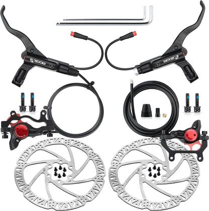 Hycline ZOOM HB-875E electric bike hydraulic disc brake with 160mm rotor, showcasing the black hydraulic brake caliper and disc rotor.