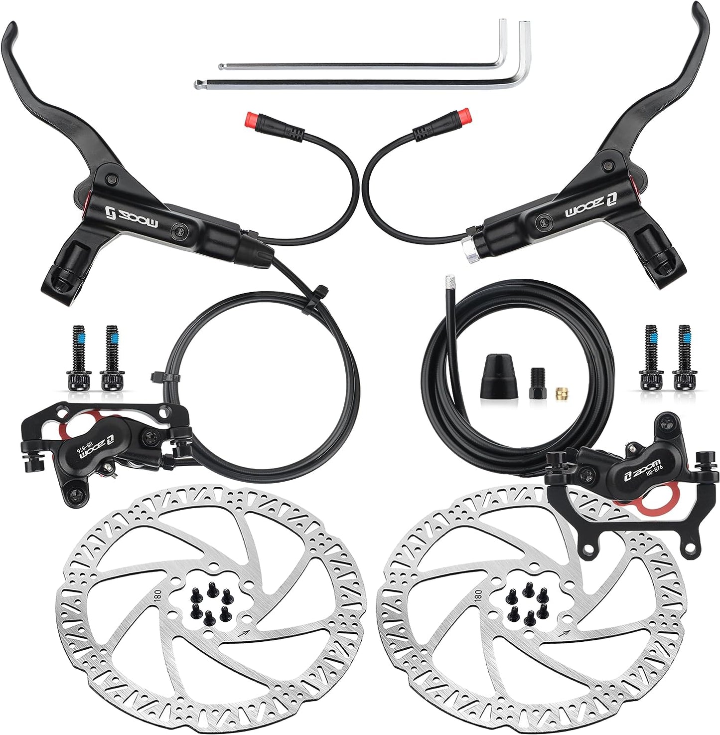 Hycline ZOOM HB-875E/876E electric bike hydraulic disc brake with 160mm rotor, mounted on a bicycle wheel.