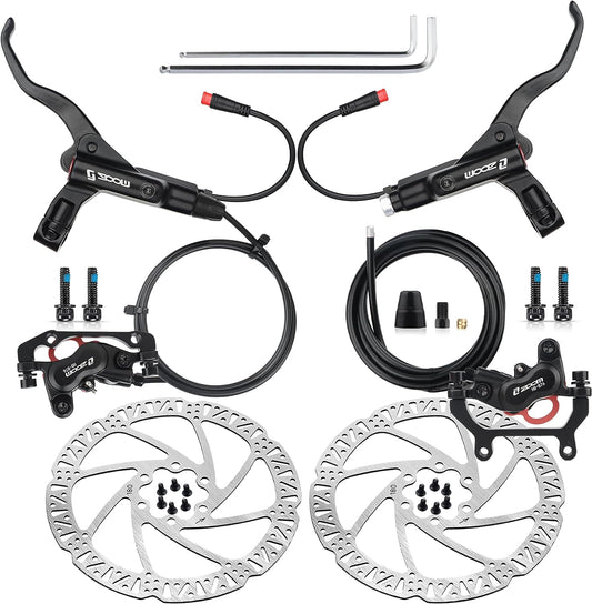 Hycline ZOOM HB-875E/876E electric bike hydraulic disc brake with 160mm rotor, mounted on a bicycle wheel.