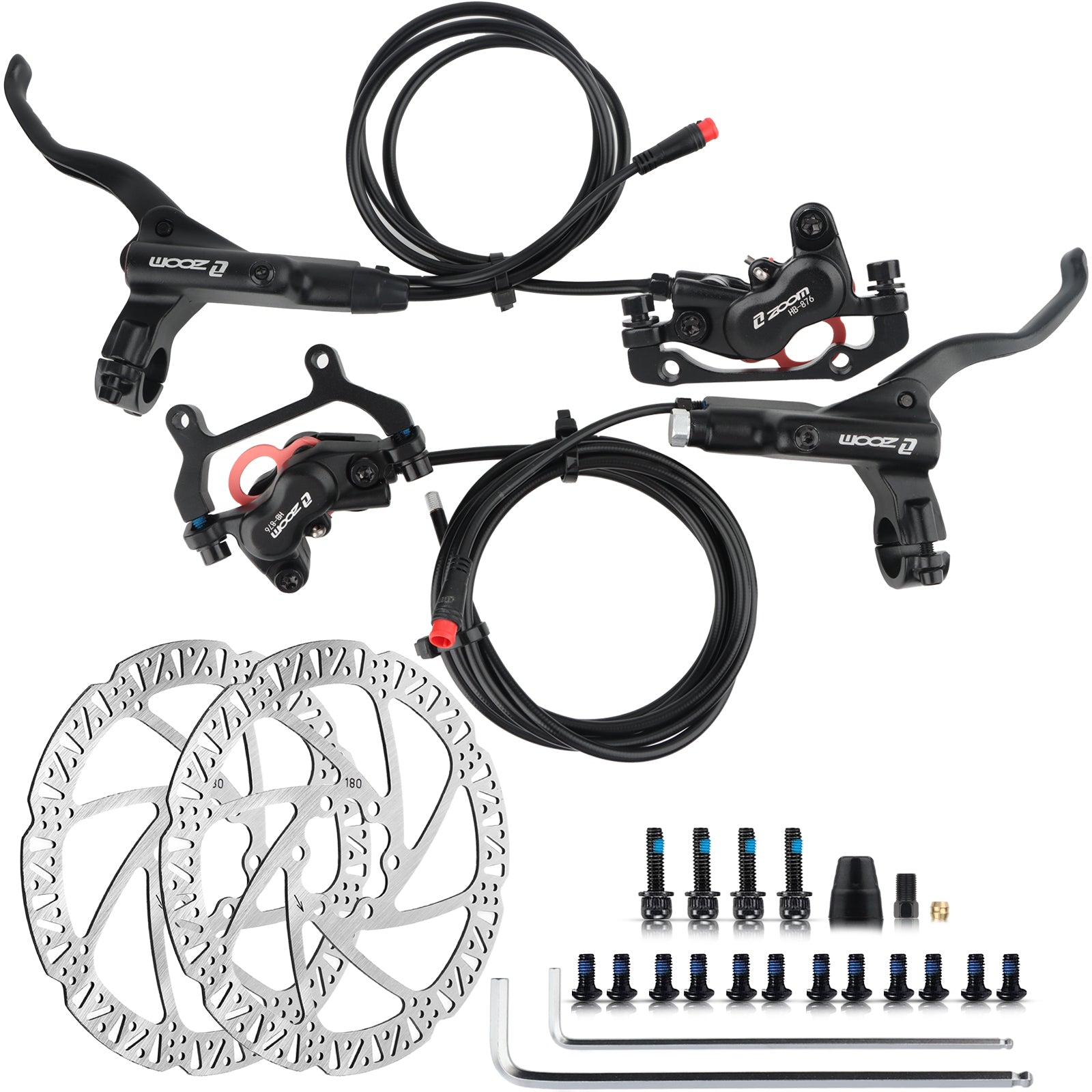 Hycline ZOOM HB-875E/876E electric bike hydraulic disc brake with 160mm rotor, showcasing the black hydraulic brake system.