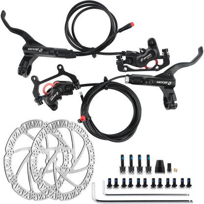 Hycline ZOOM HB-875E/876E electric bike hydraulic disc brake with 160mm rotor, showcasing the black hydraulic brake system.