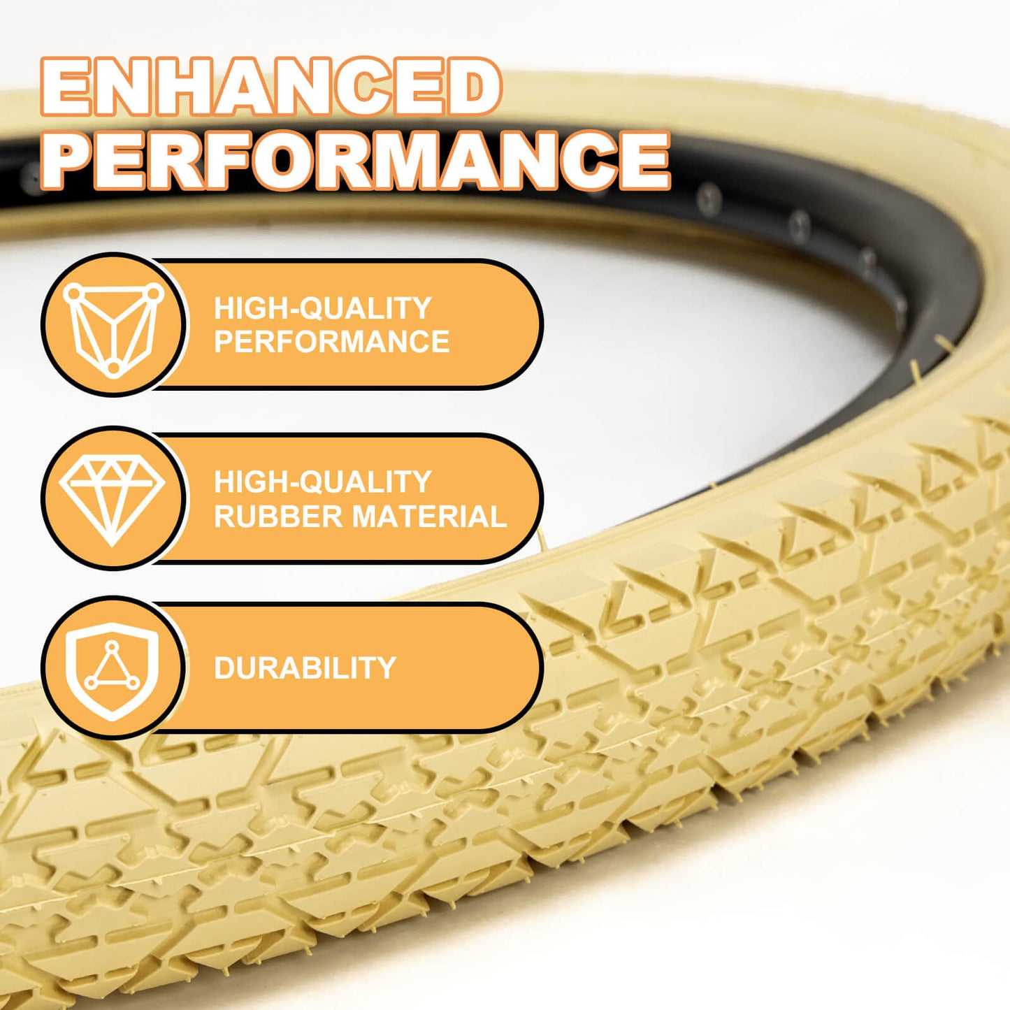 Hycline Gembridge beige wall tire, 26-inch by 2.125-inch, in a 2-pack with tubes, shown in the image.