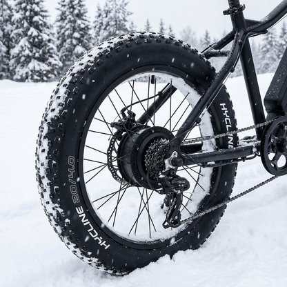 Hycline Raider fat bike and e-bike tire 20x4 inch with tubes, rugged off-road tire for fat bikes and e-bikes.