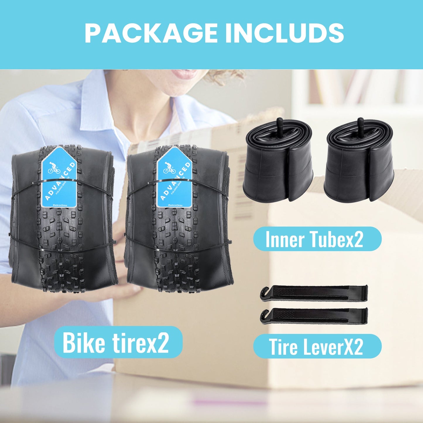 Hycline Raider e-bike and fat bike tire, 20x4 inches, with tubes, designed for rugged off-road riding.