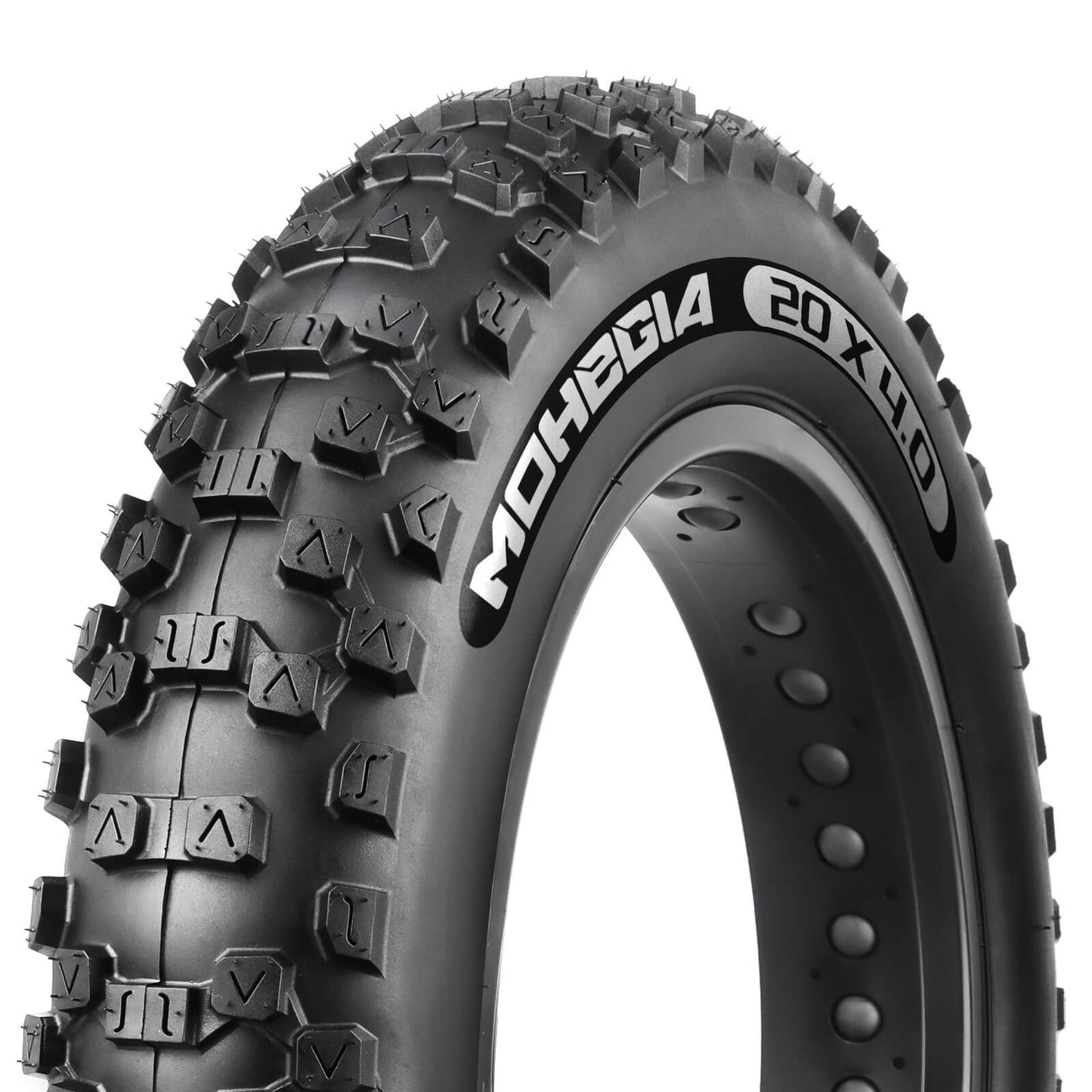 Hycline Rock Conqueror E-Bike and Fat Bike Tire 20x4 inches, rugged black rubber tire with tread pattern for off-road riding