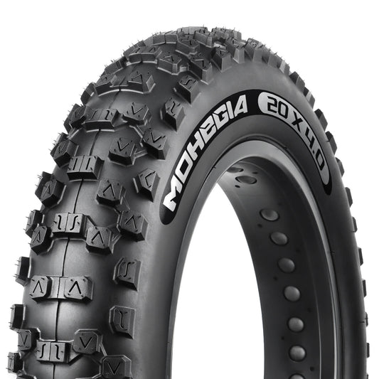 Hycline Rock Conqueror E-Bike and Fat Bike Tire 20x4 inches, rugged black rubber tire with tread pattern for off-road riding