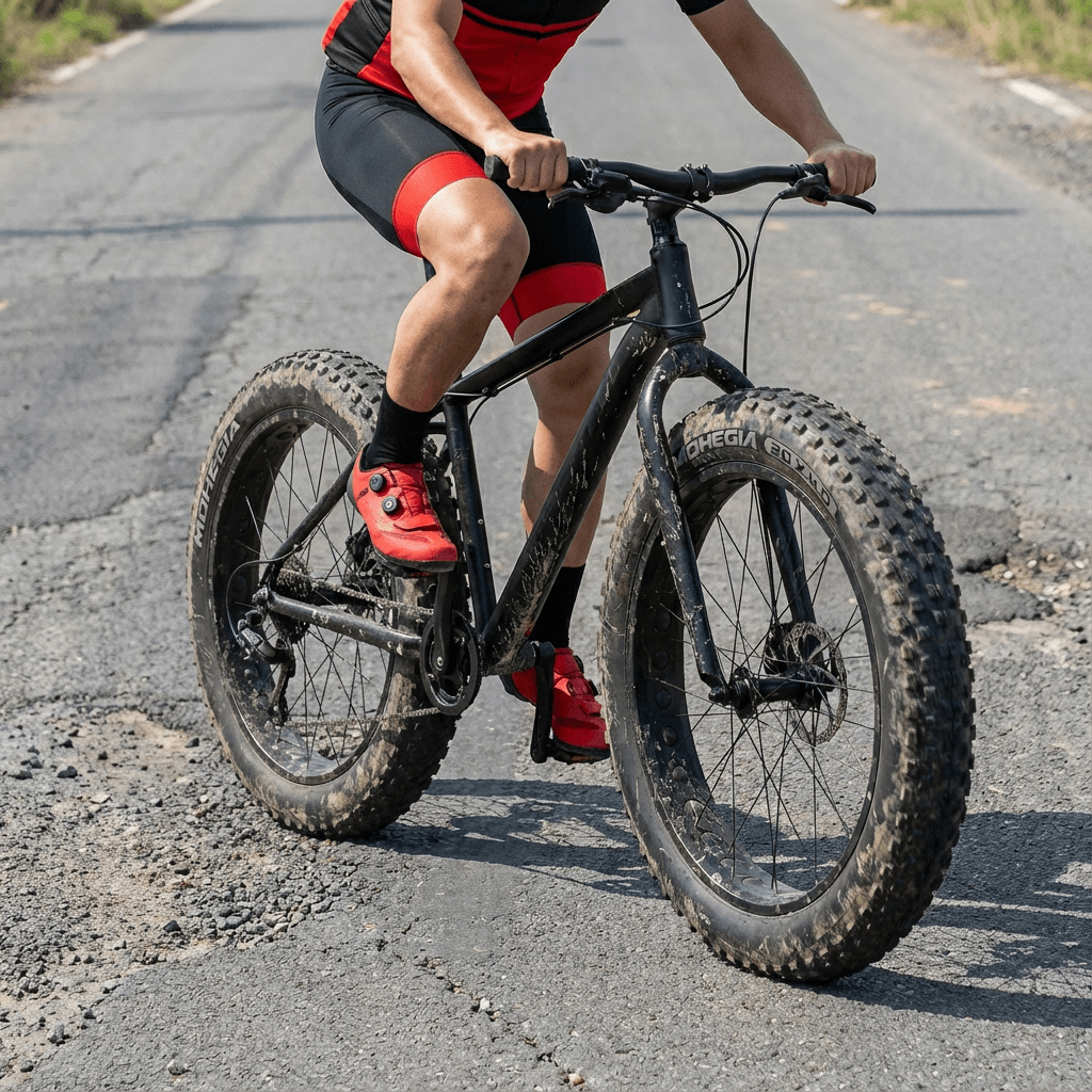 Hycline Rock Conqueror E-Bike and Fat Bike Tire 20x4 with 40 PSI, durable all-terrain rubber tread for off-road riding.