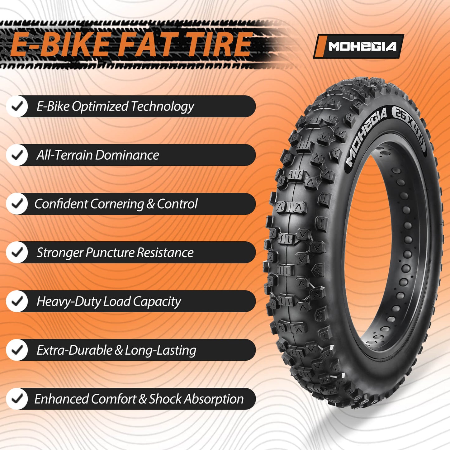 Hycline Rock Conqueror e-bike and fat bike tire, 20x4 inches, rugged tire with 40 PSI, suitable for off-road riding.