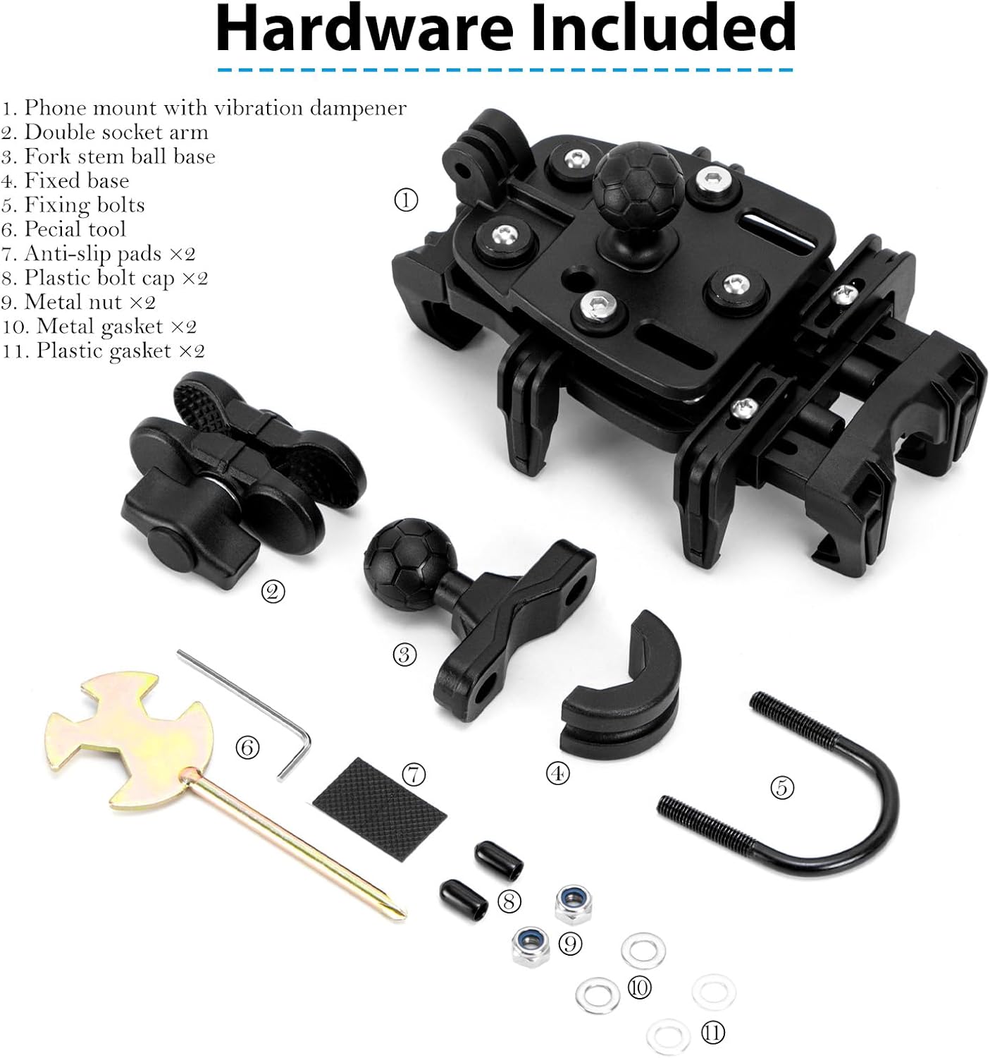 Hycline EMERK phone mount attached to a motorcycle handlebar, securely holding a smartphone for easy access during rides.