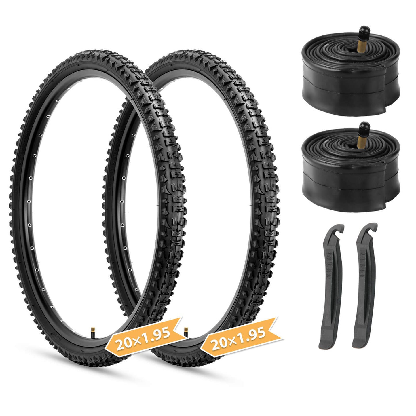 Hycline Terrclaw mountain bike tire, 20/24/26" x 1.95", black, with tubes, suitable for off-road riding and durable terrain.