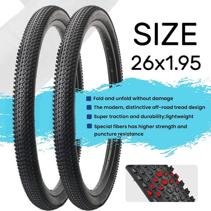 Hycline CrossBand 26-inch mountain bike tire with black rubber, 1.95-inch width, suitable for off-road riding, in a 2-pack with tubes.