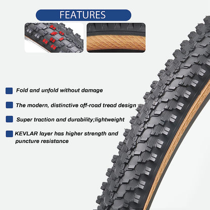 Hycline CrossBand brown wall mountain bike tire, 26x1.95, with tubes, designed for durability and off-road riding.