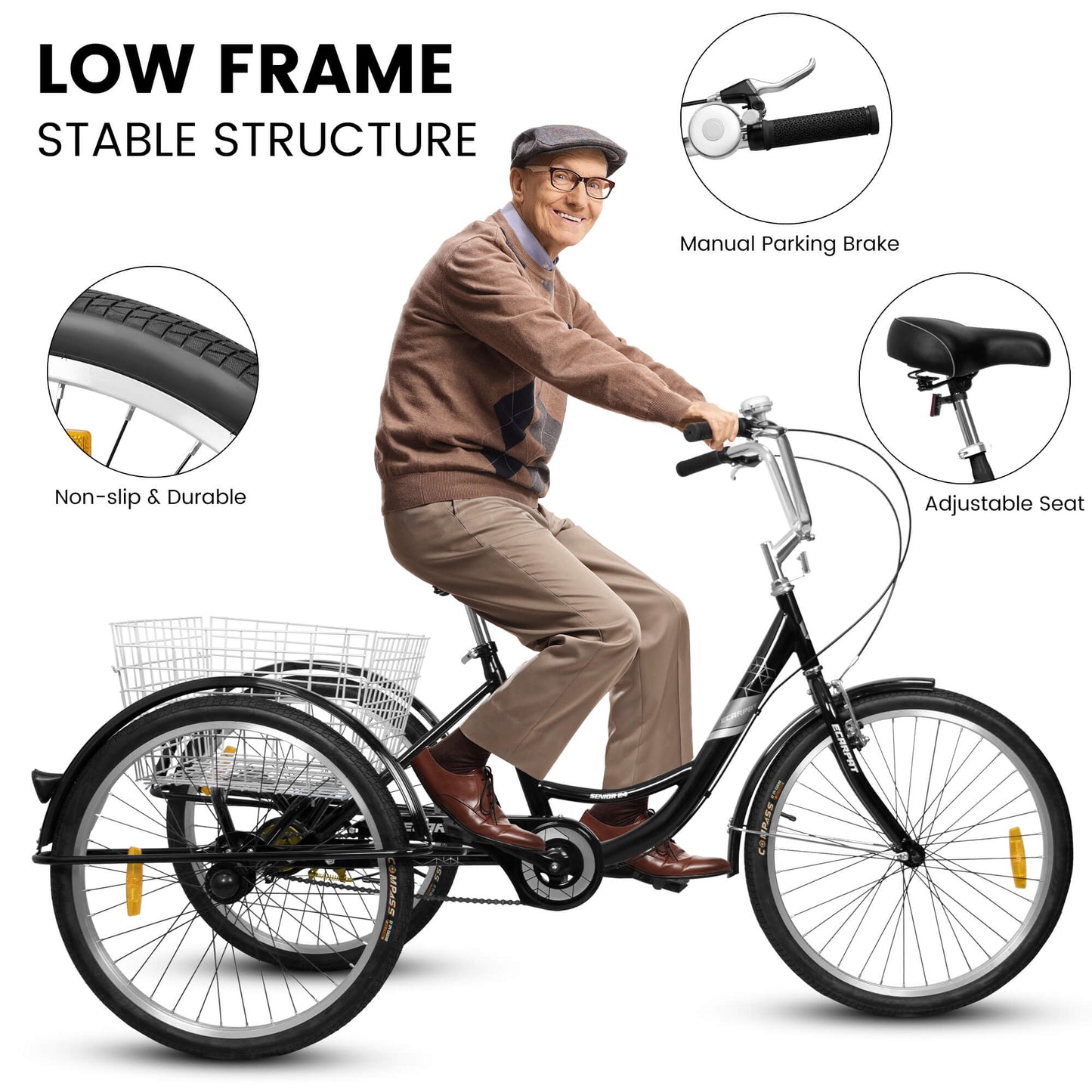 Ecarpat 24“ Single-Speed Adult Tricycle - Howling Moto