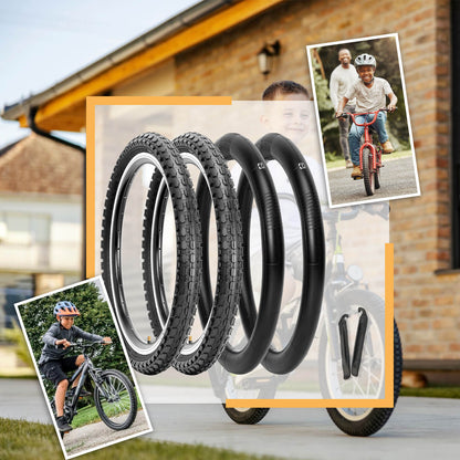 Hycline Dotree 16x2.125 or 20x2.125 bicycle tire for kids, showing rubber tread and sidewall detail.