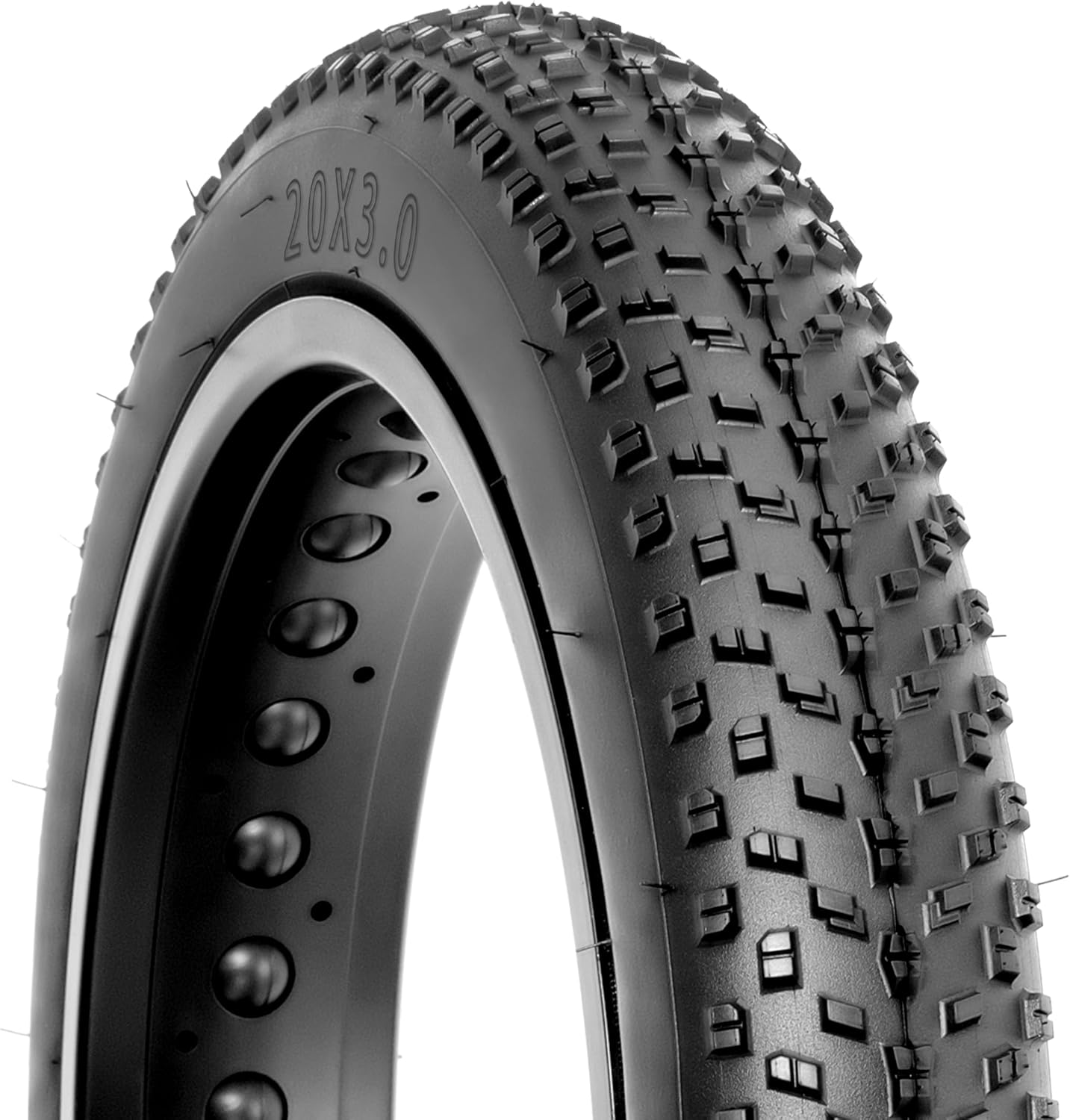 Hycline Raider fat bike tire, 20x3 inch e-bike and fat bike tire with rugged tread for off-road riding.