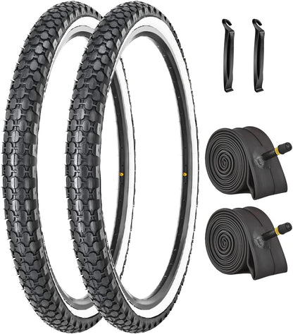 Hycline SandRoller bicycle tires set, 26-inch by 2.125-inch, beach cruiser tires with textured tread for sandy terrain.