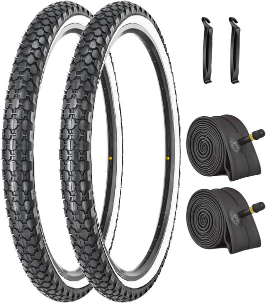 Hycline SandRoller bicycle tires set, 26-inch by 2.125-inch, beach cruiser tires with textured tread for sandy terrain.