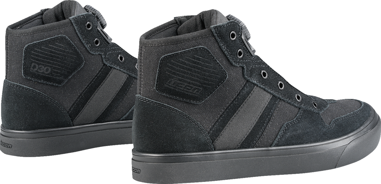 ICON Dog Days Boots Stealth US 14 made of genuine leather with D30® ankle inserts, designed for durable comfort and style.