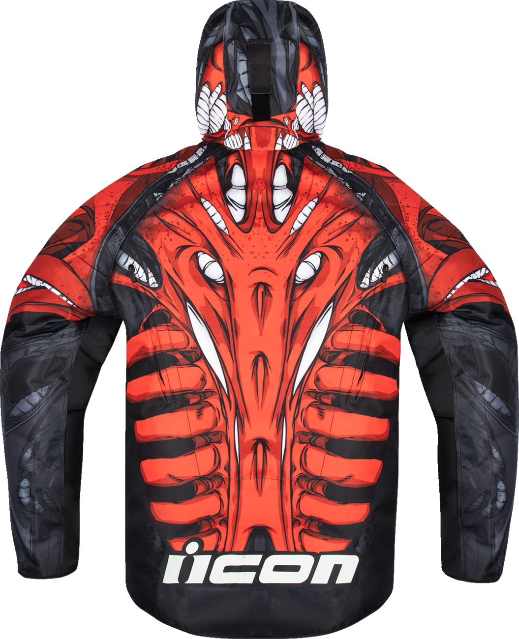 Red ICON Airform Manik'r™ motorcycle jacket in medium with impact protection, designed for rider safety and comfort.