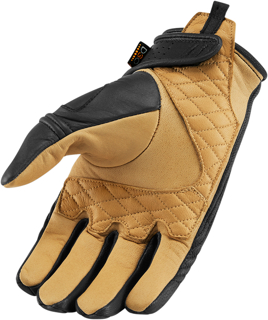 ICON AXYS™ Black 4XL gloves with durable cowhide leather and reinforced knuckle protection for motorcycle riding.