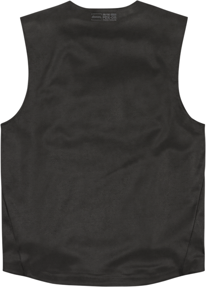 ICON Backlot vest in black with relaxed fit, featuring AX Laredo synthetic chassis, size L/XL, front view showing details.