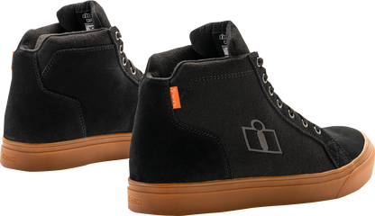 ICON Carga CE™ black leather work boots with D30® ankle protection, US 13 size, featuring durable construction and safety design.