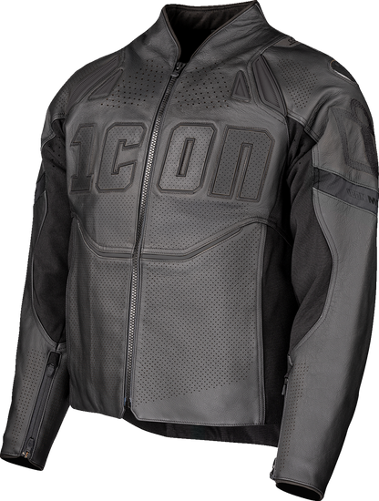 ICON Contra3 Rizz Rizz Jacket in stealth small, men's motorcycle jacket with padded panels and zip closure from ICON.