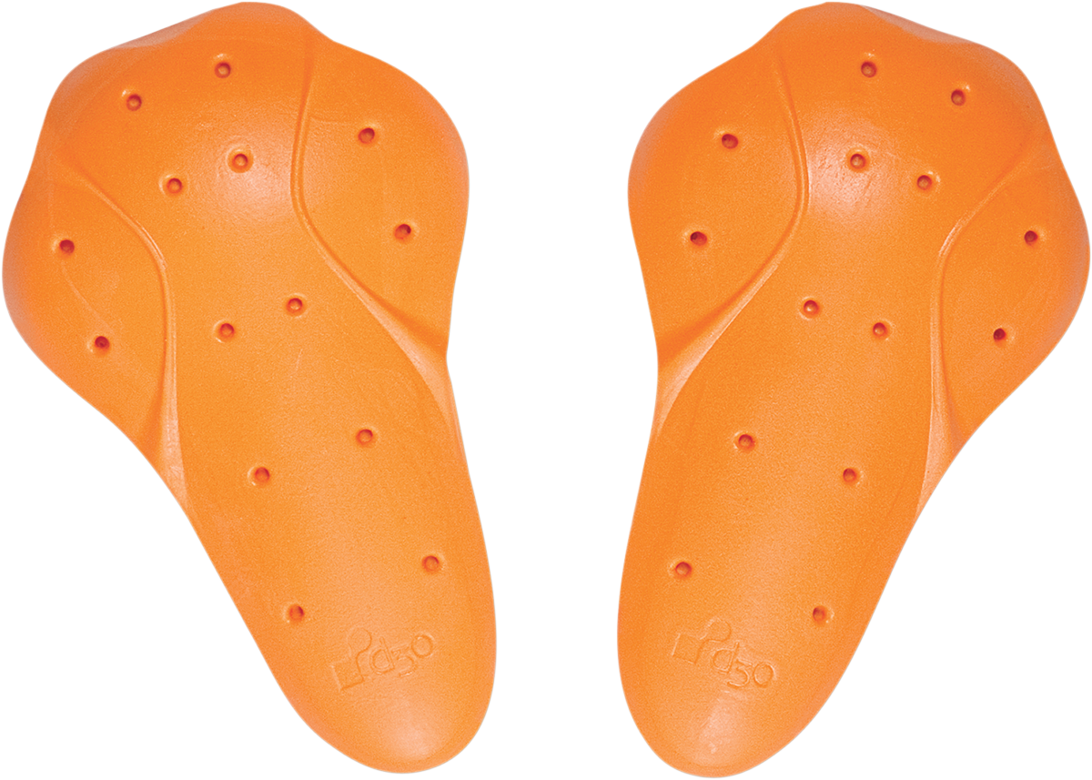 Icon D3O T5 Evo elbow protection guards for left and right elbows, durable motorcycle safety gear by ICON.