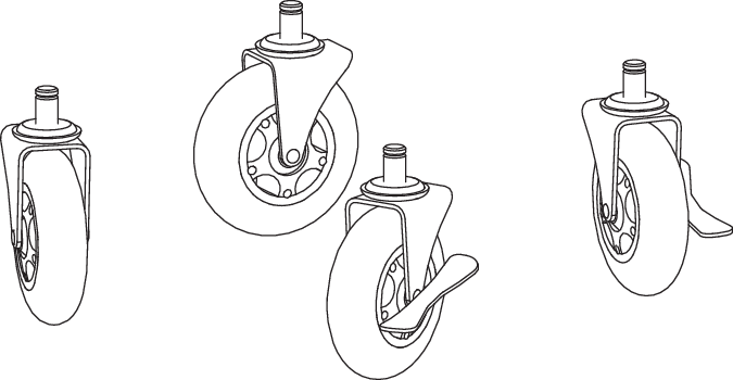 ICON Display Caster Kit 1086360 with durable metal components for retail fixtures, suitable for easy mobility and stability.