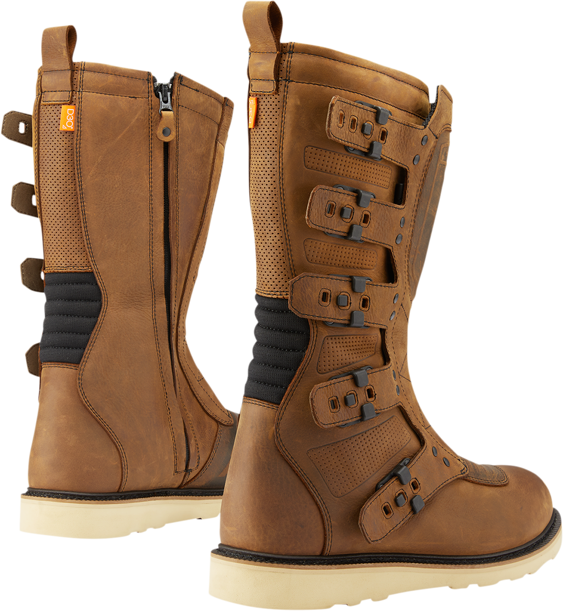ICON Elsinore 2 CE motorcycle boots in brown, size 12, featuring durable leather construction and secure ankle protection.
