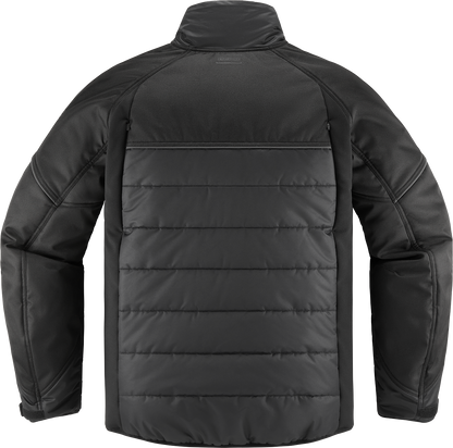 ICON Ghost Puffer™ Jacket in black, casual urban riding jacket with puffer design, comfort, and protection for riders.