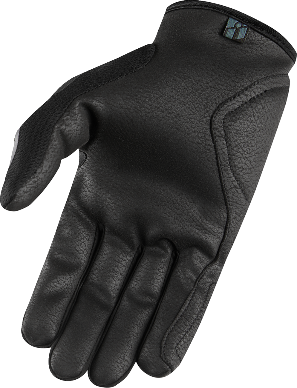 Black ICON Hooligan Crestfallen™ gloves in large size, featuring durable construction and padded design for motorcycle riding.