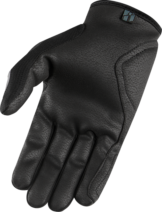 Black ICON Hooligan Crestfallen™ gloves in large size, featuring durable construction and padded design for motorcycle riding.