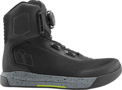 ICON Overlord Vented Boots for Men in black, US 9.5, EU 43.5, featuring a durable design and vented construction.