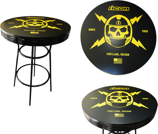 ICON Round Pub Table with MDF top, black polyurethane coating, 30-inch diameter, for modern bar or kitchen spaces.