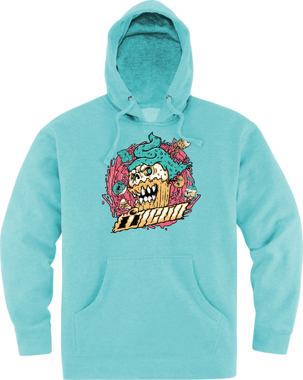 Mint ICON Snack Attack hoodie in small size, featuring the ICON logo and stylish design on the front.