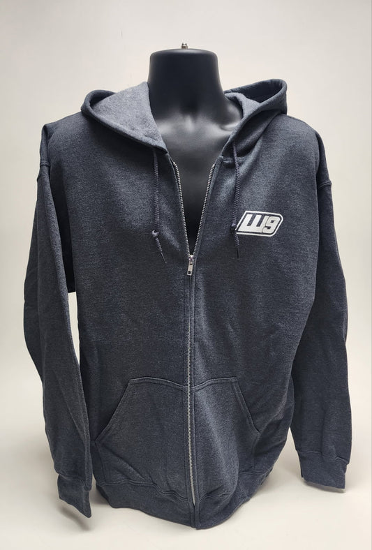 Warp9Racing Zip-Up Hoodie, casual apparel with front zipper and hoodie, in a comfortable, stylish design.